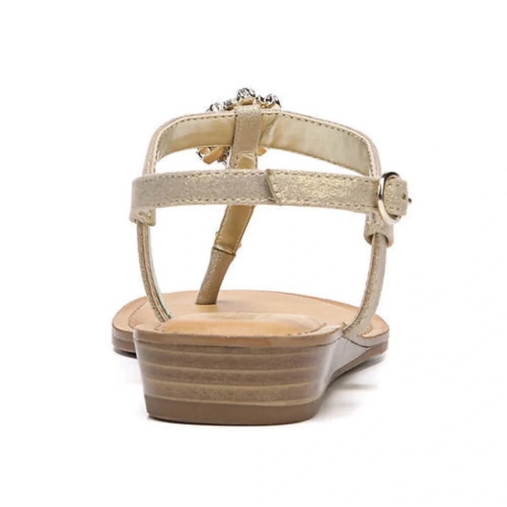 Carlos Santana Tamron Rhinestone Gold Wedge Sandals, Sz 7 - Picture 5 of 10